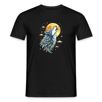 Mystischer Wolf - Herzschlag - Männer T-Shirt - Schwarz - Vorne - AI Model Male 178 light (178cm)