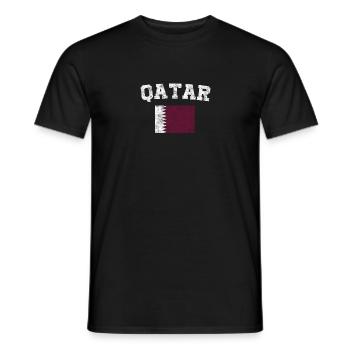 Qatari Flag Shirt - Vintage Qatar T-Shirt - Men's T-Shirt - black - Front - AI Model Male 178 light (178cm)