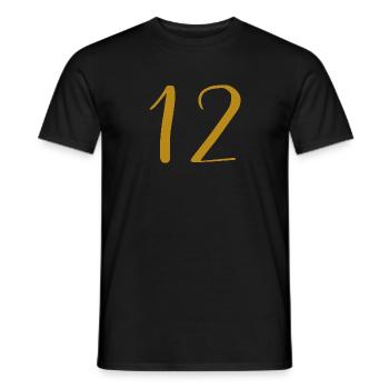 12 - Männer T-Shirt - Schwarz - Vorne - AI Model Male 178 light (178cm)