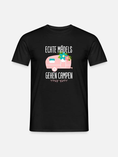 Echte Mädels gehen Campen Camping Wohnwagen - Männer T-Shirt - Schwarz