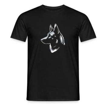 Malinois, tête de chien, dessin argentique - T-shirt homme - noir - Devant - AI Model Male 178 light (178cm)