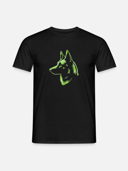Malinois, Dog Head, Drawing Green - Men's T-Shirt - black