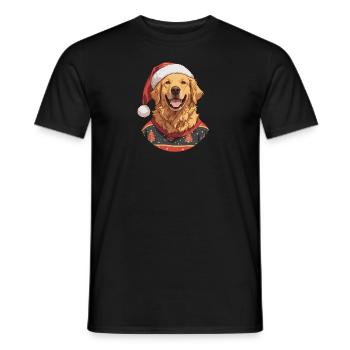 Christmas motif with a Golden Retriever - Men's T-Shirt - black - Front - AI Model Male 178 light (178cm)