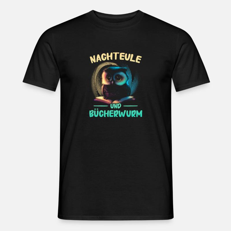 Nachteule Eule Eulen Vogel - Männer T-Shirt - Schwarz