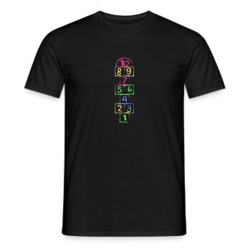 Retro 80's 90's Hickelkasten theme party outfit - Men's T-Shirt - black - Front - AI Model Male 178 light (178cm)