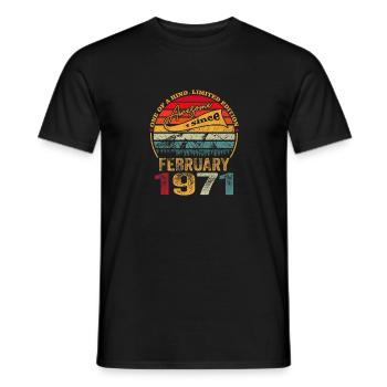 Vintage février 1971 50. Cadeau anniversaire - T-shirt homme - noir - Devant - AI Model Male 178 light (178cm)