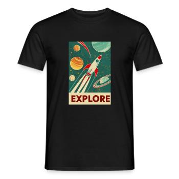 discoverer - Men's T-Shirt - black - Front - AI Model Male 178 light (178cm)