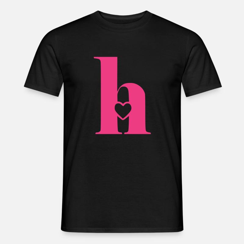 Buchstabe h Anfangsbuchstabe mit Herz - Männer T-Shirt - Schwarz