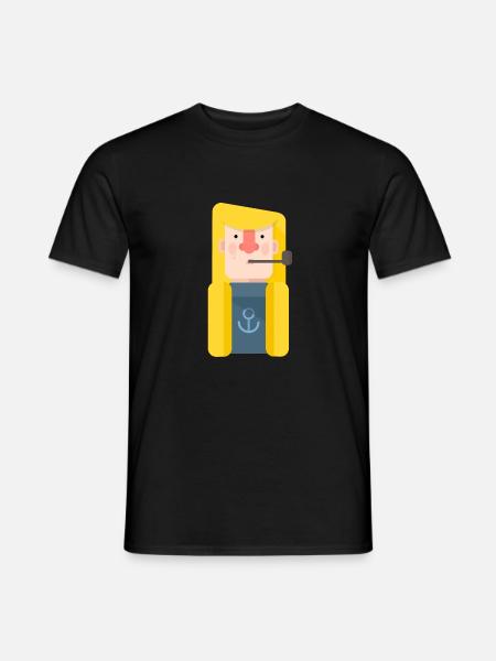 Sailor in a raincoat - Men's T-Shirt - black