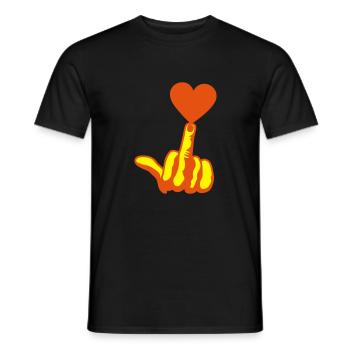 fuck love heart heart loves love finger - Men's T-Shirt - black - Front - AI Model Male 178 light (178cm)