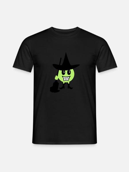 Émoticône sorcière / Witch Halloween Emoji (b, 3c) - T-shirt homme - noir