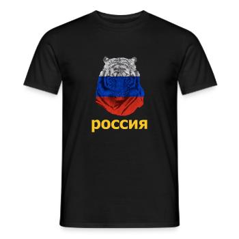 Tigre russe en Russie Drapeau russe fort - T-shirt homme - noir - Devant - AI Model Male 178 light (178cm)