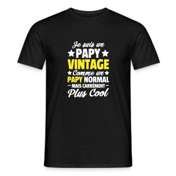 papy vintage / cadeau humour papy - T-shirt homme - noir - Devant - AI Model Male 178 light (178cm)