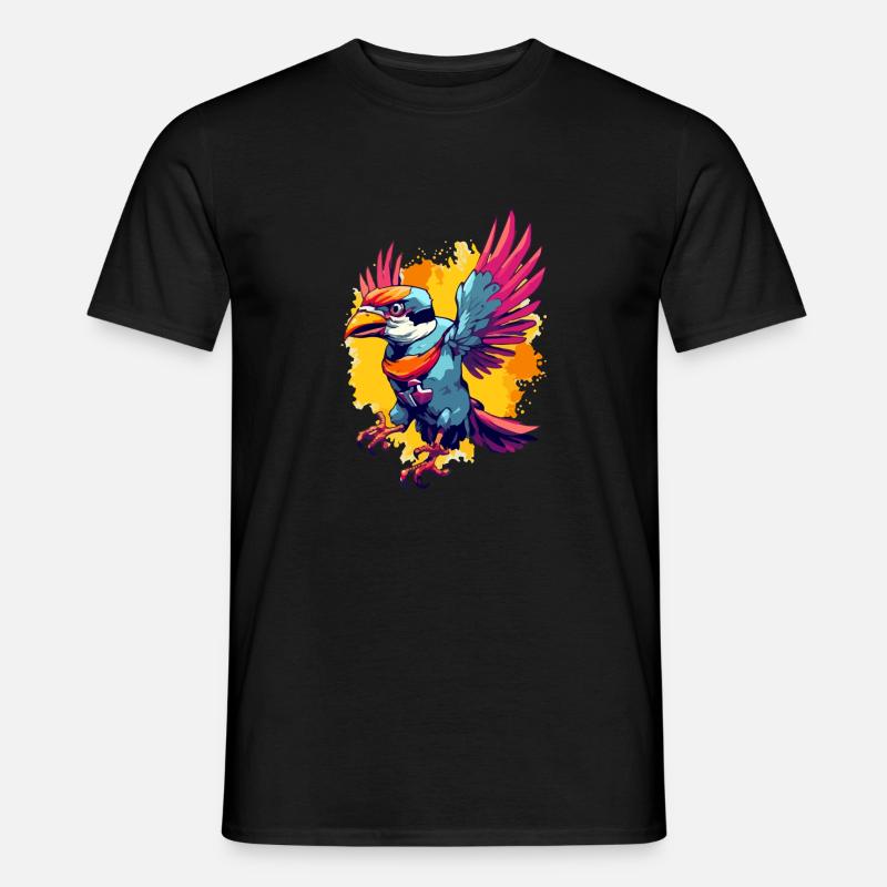 Pilu, der bunte Vogel - Männer T-Shirt - Schwarz