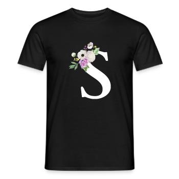 Lila Blumenbuchstabe S - Männer T-Shirt - Schwarz - Vorne - AI Model Male 178 light (178cm)