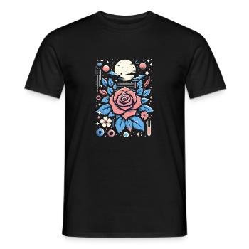 Cosmic Rose - Men's T-Shirt - black - Front - AI Model Male 178 light (178cm)