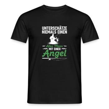 Angler Fischen Witz - Men's T-Shirt - black - Front - AI Model Male 178 light (178cm)