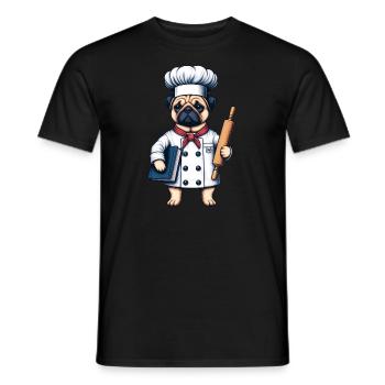 Chef-Chef Pug in the kitchen - Men's T-Shirt - black - Front - AI Model Male 178 light (178cm)