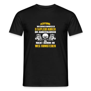Staplerfahrer Stapler Gabelstapler Totenkopf - Männer T-Shirt - Schwarz - Vorne - AI Model Male 178 light (178cm)