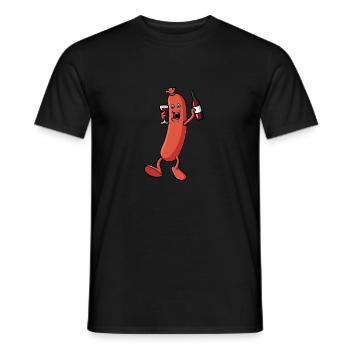 Sausage that drinks wine - Men's T-Shirt - black - Front - AI Model Male 178 light (178cm)