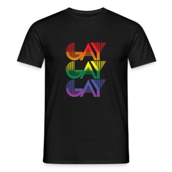 Gay gay gay - Rainbow - T-shirt homme - noir - Devant - AI Model Male 178 light (178cm)