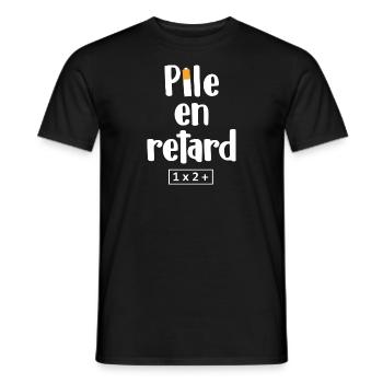 Pile en retard - T-shirt homme - noir - Devant - AI Model Male 178 light (178cm)