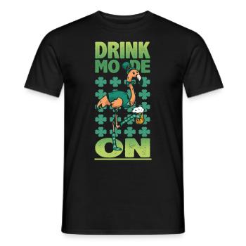 Drinking Mode St. Patrick's Day Flamingo Shamrock - Men's T-Shirt - black - Front - AI Model Male 178 light (178cm)