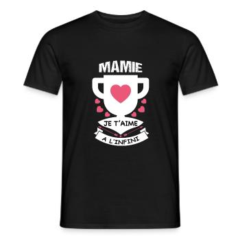 Mamie je t'aime à l'infini - T-shirt homme - noir - Devant - AI Model Male 178 light (178cm)