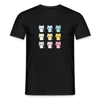 9 Lives Cute Kawaii Cats Pastel - Men's T-Shirt - black - Front - AI Model Male 178 light (178cm)
