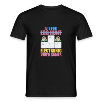 E Is For Egg Hunt Electronic Video Games Gamer Vid - Männer T-Shirt - Schwarz - Vorne - AI Model Male 178 light (178cm)