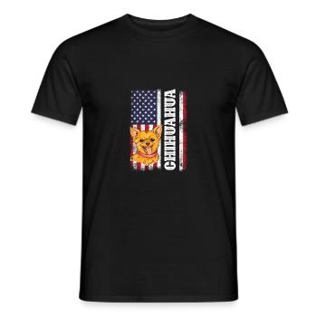 Shih Tzu Drapeau américain Chiot Propriétaire d’animal de compagnie Hun - T-shirt homme - noir - Devant - AI Model Male 178 light (178cm)