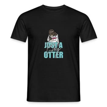 Drôle de loutre mignon animal loutre de mer amusant Liebh - T-shirt homme - noir - Devant - AI Model Male 178 light (178cm)