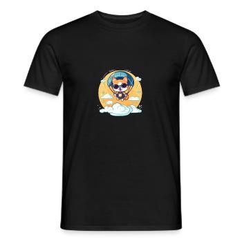 Hund Shiba Inu Abenteuer Fallschirm Springen - Männer T-Shirt - Schwarz - Vorne - AI Model Male 178 light (178cm)