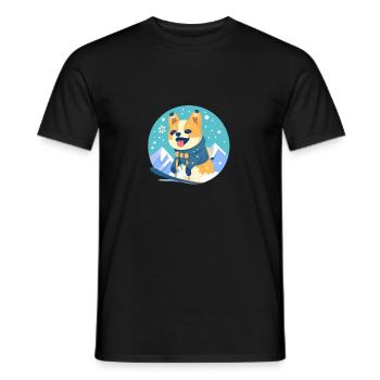 Chien Shiba Inu Sports d'hiver Snowboard Snow - T-shirt homme - noir - Devant - AI Model Male 178 light (178cm)