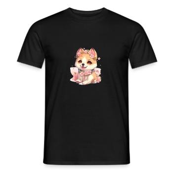 japanisch Hund Shiba Inu Mädchen mit Halstuch - Männer T-Shirt - Schwarz - Vorne - AI Model Male 178 light (178cm)