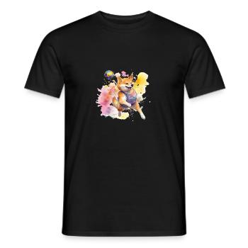 Ballon de sport japonais Shiba Inu pour chien - T-shirt homme - noir - Devant - AI Model Male 178 light (178cm)