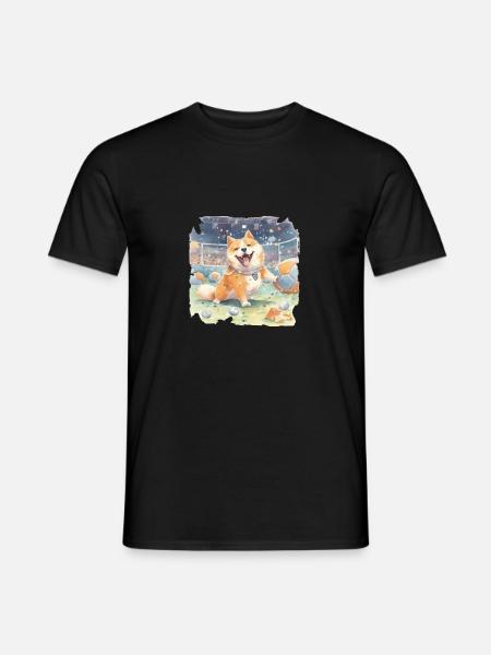 Chien japonais Shiba Inu, aquarelle colorée, - Mænd T-shirt - sort