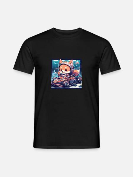 Chien japonais Shiba Inu avec casque et voiture de - Mænd T-shirt - sort
