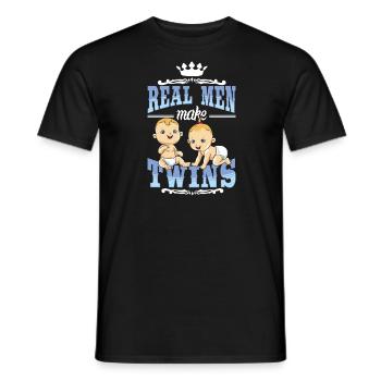 Real men make twins twins father gift baby - Men's T-Shirt - black - Front - AI Model Male 178 light (178cm)