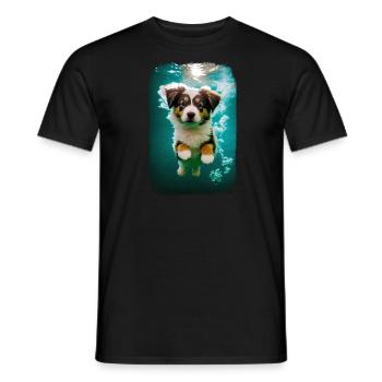 Australian Shepherd Design - Hund unter Wasser - Männer T-Shirt - Schwarz - Vorne - AI Model Male 178 light (178cm)