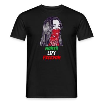 Women Life Freedom Iranische Flagge Frauenrechte - Männer T-Shirt - Schwarz - Vorne - AI Model Male 178 light (178cm)