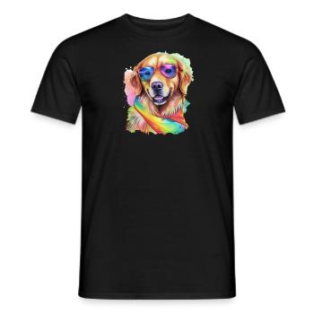 Cooler Hund Golden Retriever mit Sonnenbrille - Männer T-Shirt - Schwarz - Vorne - AI Model Male 178 light (178cm)
