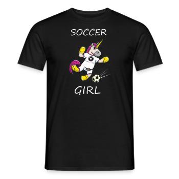 Soccer Unicorn Girl Saying - Men's T-Shirt - black - Front - AI Model Male 178 light (178cm)