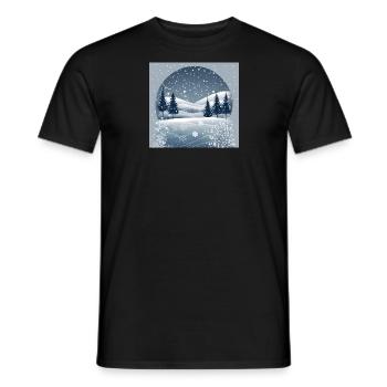 Paysage d’hiver avec montagne et arbres - T-shirt homme - noir - Devant - AI Model Male 178 light (178cm)