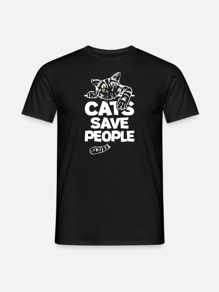 Cats Save People - Men's T-Shirt - black