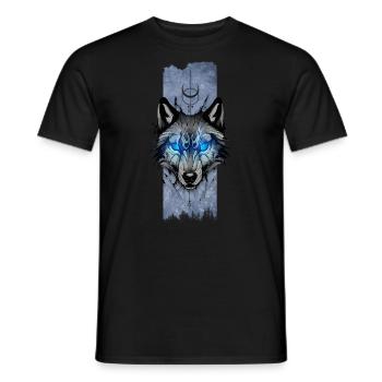 Lunar Guardian: Wolf's Radiant Gaze - Men's T-Shirt - black - Front - AI Model Male 178 light (178cm)