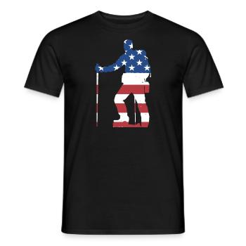 Hiker Us Flag Hiking - Männer T-Shirt - Schwarz - Vorne - AI Model Male 178 light (178cm)