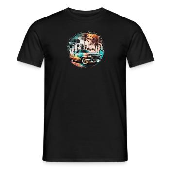 Lowrider im Sonnenuntergang mit Palmen am Strand - Männer T-Shirt - Schwarz - Vorne - AI Model Male 178 light (178cm)