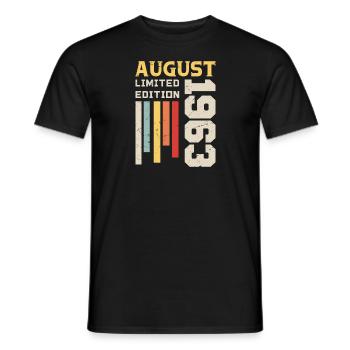 August 1963 - Birthday Gift August 1963 August - Men's T-Shirt - black - Front - AI Model Male 178 light (178cm)
