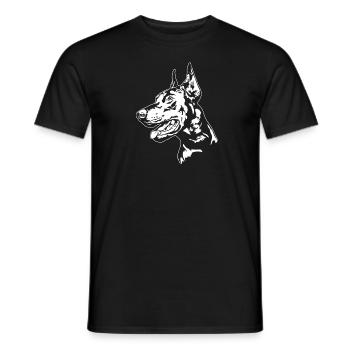 Dobermann Hundeportrait Hunde Hundesport Wilsigns - Männer T-Shirt - Schwarz - Vorne - AI Model Male 178 light (178cm)